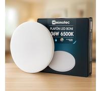 M mimotec - Plafón LED Techo Circular Boni 36W 3000LM 6500K, Lámpara Techo IP20, Para Baño Cocina Sala de Estar Dormitorio Pasillo Comedor Balcón