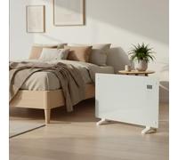 M Mimotec - Radiador Convector Eléctrico White Glass 2000W, Silencioso 0 dB, con Pantalla LED, Temporizador, Bloqueo Infantil y Termostato Regulable, Instalación en Suelo o Pared