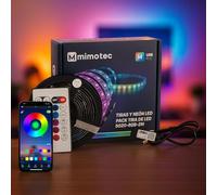 M mimotec - Tira LED USB 5V RGB, Luz LED Habitación 2 metros con adhesivo, Control Musical con App, Multicolor Regulable en intensidad, Súper Brillante LED Tira para Fiestas, MI5503