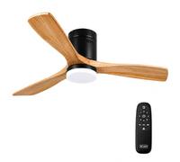 M Mimotec -Ventilador de Techo Black Energy con Luz LED Regulable CCT, Motor DC Silencioso Bajo Consumo, 6 Velocidades, Aspas Efecto Madera Ø132 cm, Temporizador, Función Verano/Invierno, Mando. .