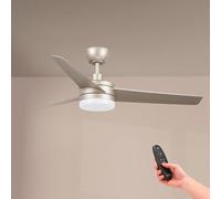 M mimotec - Ventilador de techo con luz LED Grey Curve, mando a distancia, motor DC 40W+Luz Led 18W, 6 velocidades, Silencioso,3 Aspas, 132 cm, función verano-invierno, temporizador. LM8814