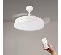 M mimotec - Ventilador de Techo con luz Led Herben 68W, Mando a Distancia, Bajo consumo, motor DC, 6 velocidades, Silencioso,3 Aspas retráctiles, función verano-invierno, temporizador. LM8095