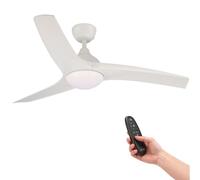 M mimotec - Ventilador de Techo con luz Led Ivara Blanco 58W, mando a Distancia, Bajo consumo, motor DC 34W+Luz Led 24W, 6 velocidades,Silencioso,3 Aspas, invierno-verano, temporizador.
