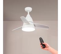 M mimotec - Ventilador de Techo con luz Led Silence 54W Blanco, mando a distancia, motor DC 30W+Luz Led 24W, 6 velocidades, Silencioso,3 Aspas, 91 cm, función verano-invierno, temporizador. LM8805