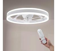 M mimotec - Ventilador de Techo con luz Led Verona 36W Blanco y Mando a Distancia, motor DC, 6 velocidades,Estilo Plafón, función verano-invierno, temporizador. Con APP