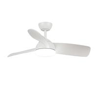 M Ledme - Ventilador de Techo Led White Face 59W, mando a distancia, motor DC 35W+Luz Led 24W, 6 velocidades, Silencioso,3 Aspas madera natural, 108 cm, función verano-invierno, temporizador