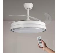 M mimotec - Ventilador de Techo con luz Led White Hood Star, Mando a Distancia, Motor DC, 6 velocidades, Silencioso, Aspas retráctiles, función verano-invierno, temporizador, CCT