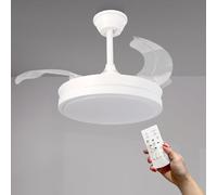 M mimotec - Ventilador de Techo con luz LED White Thor, con mando a distancia, Motor DC, 6 velocidades, Silencioso, Aspas retráctiles, función verano-invierno, temporizador, luz CCT regulable. LM8821