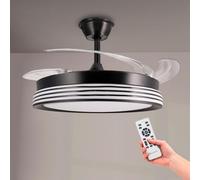 M mimotec - Ventilador de Techo Led Black Aline, Temperatura de color regulable, Función Verano/Invierno, 6 velocidades, LM8849