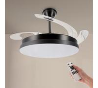 M mimotec - Ventilador de Techo Led Black Hoom, Temperatura de color regulable, Aspas retráctiles, Función verano-invierno, 6 velocidades, LM8847