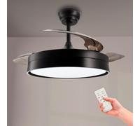 M mimotec - Ventilador de techo LED Black Loki, Temperatura de color regulable, Función Verano/Invierno, 6 velocidades, LM8825