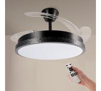 M mimotec - Ventilador de techo LED Black Rail, Temperatura de color regulable, Función Verano/Invierno, 6 velocidades, LM8850