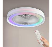 M mimotec - Ventilador de Techo LED Colours, Temperatura de Luz Regulable, Luz Que Cambia de Color, Controlada con Remoto, Uso en Verano e Invierno, Adecuada Para Dormitorio, LM8830