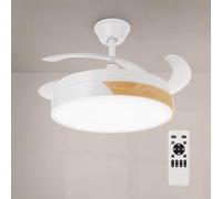 M Mimotec- Ventilador de Techo LED Messe Nature 72W con Luz CCT Regulable e Intensidad, Motor DC Ultrasilencioso, 6 Velocidades, 4 Aspas Retráctiles, Temporizador, Mando a Distancia