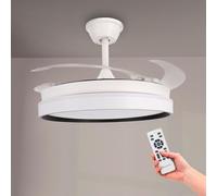 M mimotec - Ventilador de Techo Led White Brooks, Temperatura de color regulable, Función Verano/Invierno, 6 velocidades, LM8855