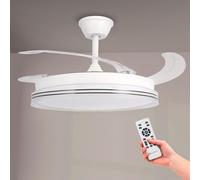 M mimotec - Ventilador de Techo Led White Decor, Temperatura de color regulable, Función Verano/Invierno, 6 velocidades, LM8853