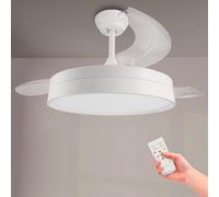 M mimotec - Ventilador de techo LED White Loki, Temperatura de color regulable, Función Verano/Invierno, 6 velocidades, LM8824