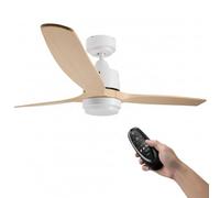 M Mimotec - Ventilador de Techo LED White Valeria 132 cm con Motor DC 23W, Luz Regulable 18W 3CCT, IP20, Control Remoto, Temporizador y Función Verano/Invierno