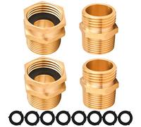 M MINGLE Adaptador de manguera de jardín, conector de latón NPT de 3/4 pulgadas GHT a 3/4 pulgadas, con 8 arandelas adicionales