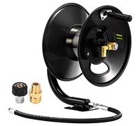 M MINGLE Carrete de Manguera de Lavado a Presión de 100 Pies, Acero Resistente Con Brazo Giratorio, NPT de 3/8 Pulgadas