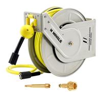 M MINGLE Carrete retráctil para lavadora a presión, compatible con Kärcher | Carrete de manguera de lavado a presión montado en la pared de 0.25 x 60 pies, 3600 PSI
