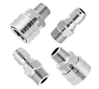 M MINGLE Juego de adaptadores para lavadora a presión, 2 juegos de accesorios de conexión rápida de 3/8 pulgadas, kit de desconexión rápida para lavadora a presión macho, acero inoxidable, 5000 PSI