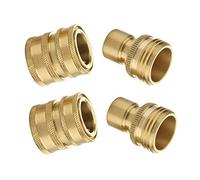 M MINGLE Kit de conexión rápida para manguera de jardín, juego de conectores rápidos de latón, macho hembra, 3/4 pulgadas, paquete de 2