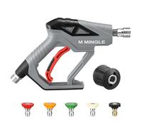 M MINGLE Pistola de lavado de alta presión con adaptador M22 de 14 mm, compatible con mangueras Kärcher K2, K3, K4, K5, K6, K7, kit de pistola de lavado a chorro para limpieza de coche, 5 puntas de