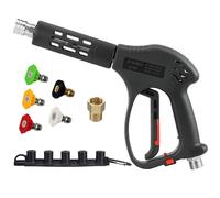 M MINGLE Short High Pressure Washer Gun, 5000 PSI, Replacement for Hot and Cold Water, M22 Fitting, 5 Nozzle Tips
