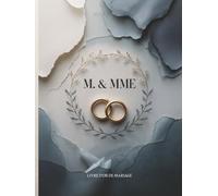 M. & MME - Livre d’Or de Mariage Élégant | Design Minimaliste Nordique, Anneaux Or Entrelacés 3D, 120 Pages Blanches, Format Rigide 21 x 28 cm