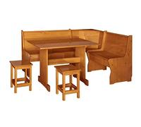 M.MOBLIT Rinconera con Mesa Y Taburetes, Madera Pino, Color Miel 132X172X86 (Bancos Intercambiables)