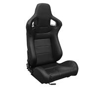 M MODAUTO Asiento Deportivo Coche, Semibaquet Ajustable, de Cuero, con Ríeles incluidos, Conductor y Pasajero, Universal para Coche y Simulador de Conducción, Modelo N710R, Negro y Costura Negra