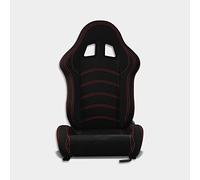 M MODAUTO Asiento Deportivo Coche,Semibaquet Ajustable,de Tela,Adaptable para Coches,Ríeles incluidos,Conductor y Pasajero, para Coche y Simulador de Conducción,Modelo N190L,Negro y Cosutra Roja U