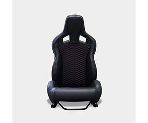 M MODAUTO Asiento Deportivo Sportster CS SimRacing y Coche, Semibaquet SimPro para Vehículo y Cockpit de Simulación, Cuero y Alcantara PU con Respaldo PVC. (N1220U-ROJO)