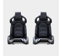 M MODAUTO Semibaquet B,E Lambor Cuero Negro/Respaldo Fibra Carbono,Semibaquet Deportivo,Adaptable para Coches,Ríeles Incluidos,para Coche y Simulador de Conducción,N795R+L