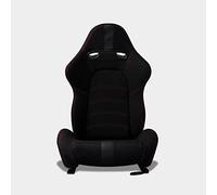 M MODAUTO Semibaquet M-E Tela y Costura Roja/Detalles de Alcántara,Adaptable para Coches,Ríeles incluidos,Asiento Conductor,Asiento Deportivo (N300/Piloto)