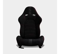 M MODAUTO Semibaquet M-E Tela y Costura Roja/Detalles de Alcántara,Adaptable para Coches,Ríeles incluidos,Asiento Conductor,Asiento Deportivo (N300/Copiloto)