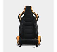 M MODAUTO Semibaquet S.E Cuero Negro/Parches Naranja y Respaldo Fibra Carbono,Semibaquet Deportivo,Adaptable para Coches,Ríeles Incluidos,para Coche y Simulador de Conducción (N771, Copiloto)