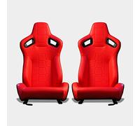 M MODAUTO Semibaquet S.E Cuero Rojo/Detalle en Forma de Serpiente y Respaldo F.Carbono,Semibaquet Deportivo,Adaptable para Coches,Ríeles Incluidos,para Coche y Simulador de Conducción (N750LR)