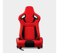M MODAUTO Semibaquet S.E Cuero Rojo/Parches Negro/Respaldo Fibra Carbono,Semibaquet Deportivo,Adaptable para Coches,Ríeles Incluidos,para Coche y Simulador de Conducción,N721-COPILOTO
