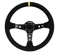 M MODAUTO Volante Deportivo Universal, Desplazado, de Piel Vuelta, Diámetro 350mm, Modelo G001, Negro