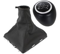 M MODECAR - Compatible con el pomo de la palanca de cambios Opel Vectra C FL 05-08 de 5 marchas en polipiel negra + funda protectora + marco blanco (2 unidades). Juego para 93180073.