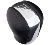M MODECAR - Compatible con Nissan Almera II N16 00-06 Pomo de palanca de cambios 5 marchas CUERO SINTÉTICO NEGRO + CROMO para 32865-AA400, 32865-AA420,