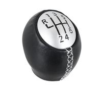 M MODECAR - Compatible con pomo palanca de cambios Renault Laguna II 6 MARCHAS PIEL NEGRA + PLATA para 8200050527,