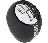 M MODECAR - Compatible con pomo palanca de cambios Renault Megane II III 6 MARCHAS PIEL NEGRA + CROMO para 8200050527,