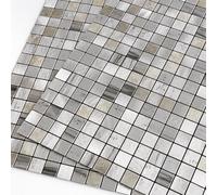 M MOFIT Azulejos autoadhesivos para cocina, azulejos de pared autoadhesivos, paneles de metal, cuadrados pequeños (5 hojas, gris)