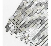 M MOFIT Azulejos de mosaico de ladrillo para cocina, chimenea, estufa, azulejos autoadhesivos 3D para baño (gris, 5 piezas)