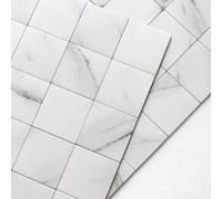 M MOFIT Mosaico cuadrado para pegar en azulejos mate, aspecto de piedra natural, azulejos de pared autoadhesivos para baño (5 hojas blancas)