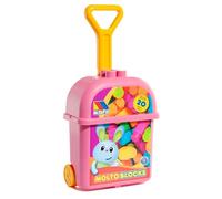 M MOLTO Carrito Maleta Trolley Rosa con 20 Bloques