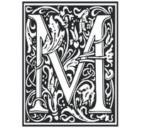 M: Monogram Initial Letter M, Lined Notebook: William Morris Art Cover